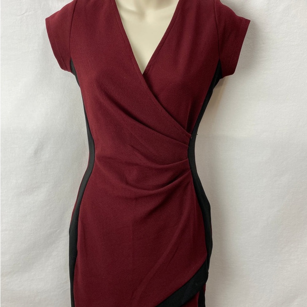 Crave Fame Burgundy and Black Asymmetrical Dress